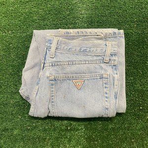 Vintage 90s Guess Distressed Stonewashed Denim Jeans Baggy Relaxed Faded Grunge